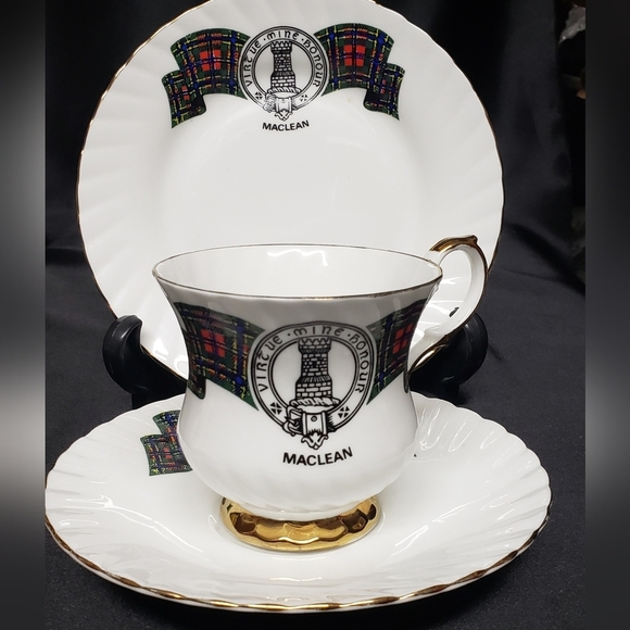 Elizabethan Fine Bone China Clan Maclean Tartan Luncheon Set - Picture 1 of 7